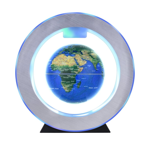 9'' Round O Shape Magnetic Levitation Floating Globe World Map LED Light Blue